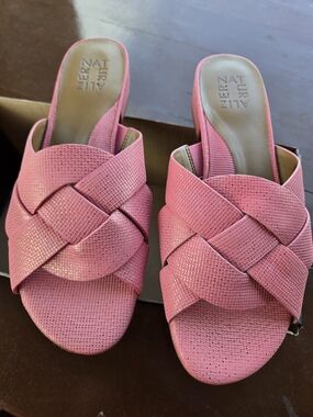 Naturalizer Pink Braided Slip-On Mules Size 8.5
